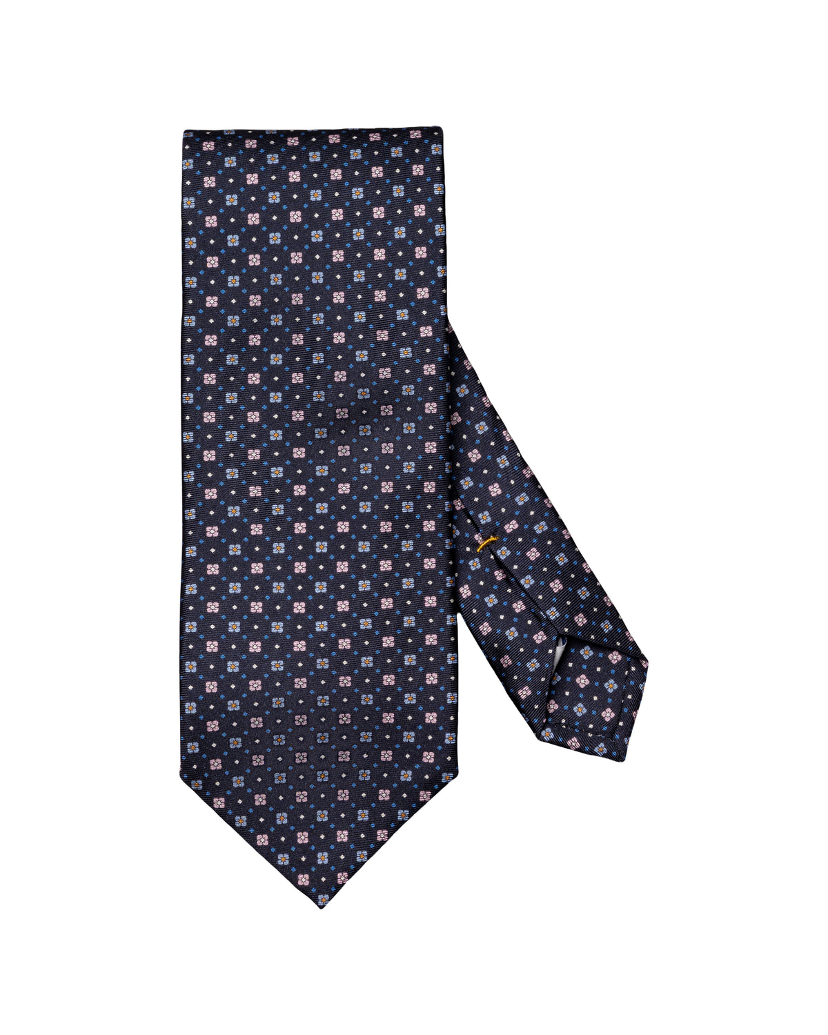 Micro Floral Silk Twill Printed Tie Navy