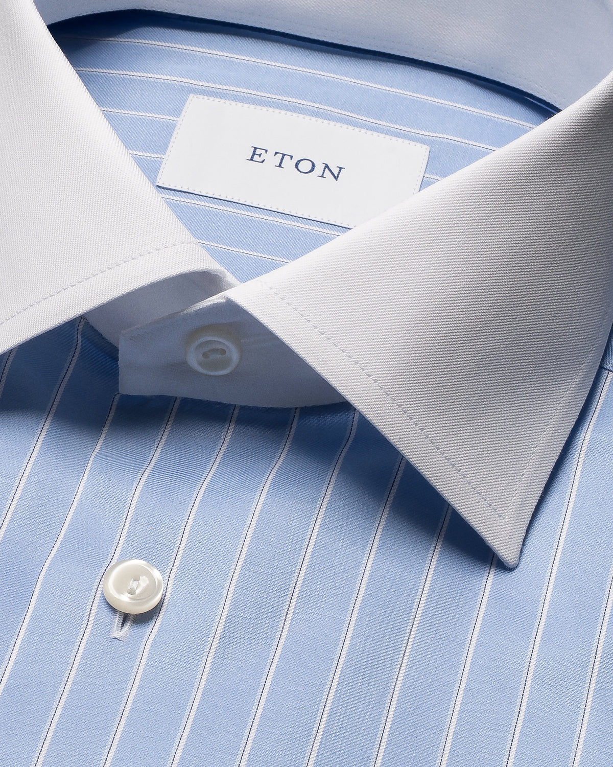 Blue & White Striped Signature Twill Shirt - Eton