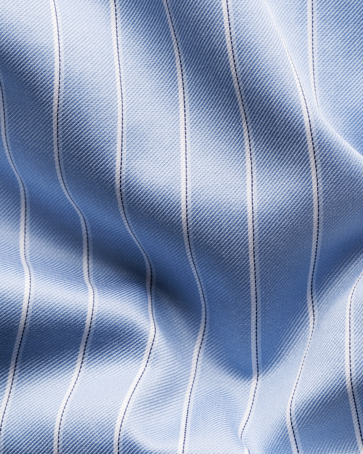 Blue & White Striped Signature Twill Shirt - Eton