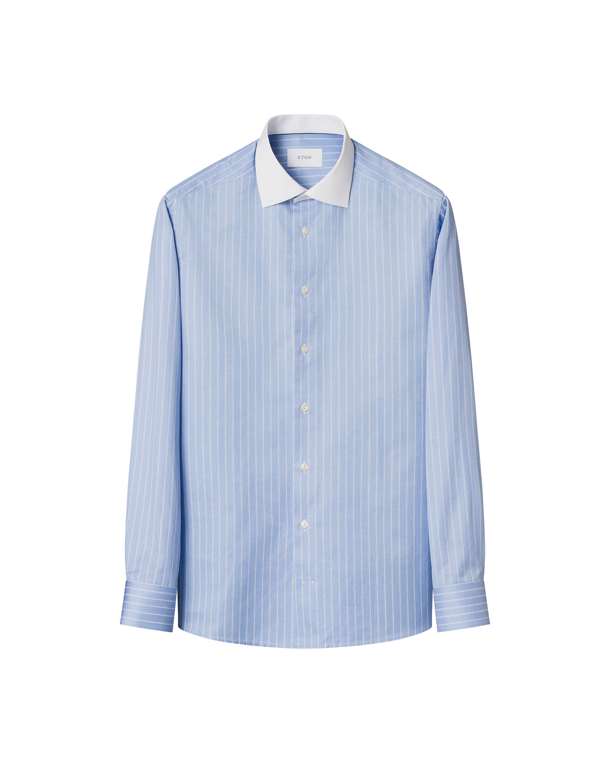 Blue & White Striped Signature Twill Shirt - Eton