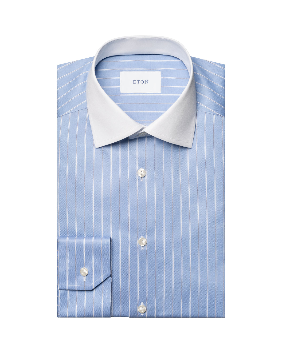 Blue & White Striped Signature Twill Shirt - Eton