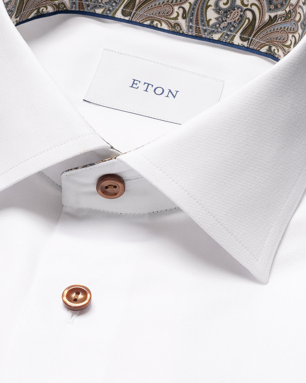 Eton Paisley Effect Signature Twill Shirt White