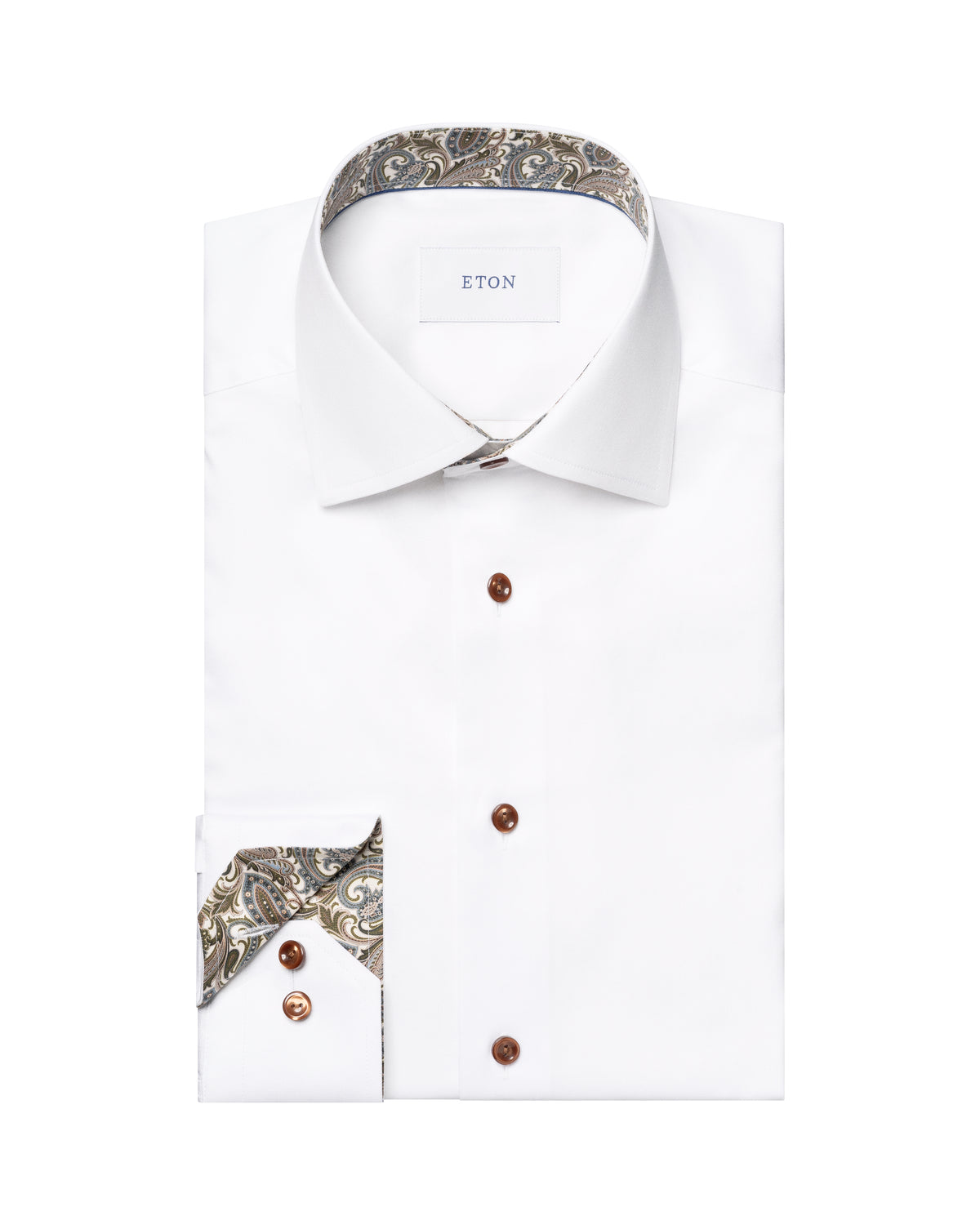 Eton Paisley Effect Signature Twill Shirt White