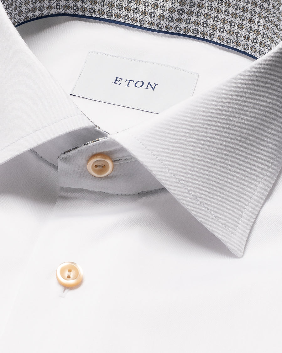 Eton Geometric Effect Signature Twill Shirt White