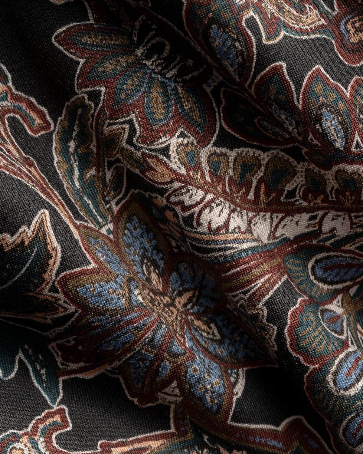 Navy and Burgundy Floral Print Signature Twill Shirt