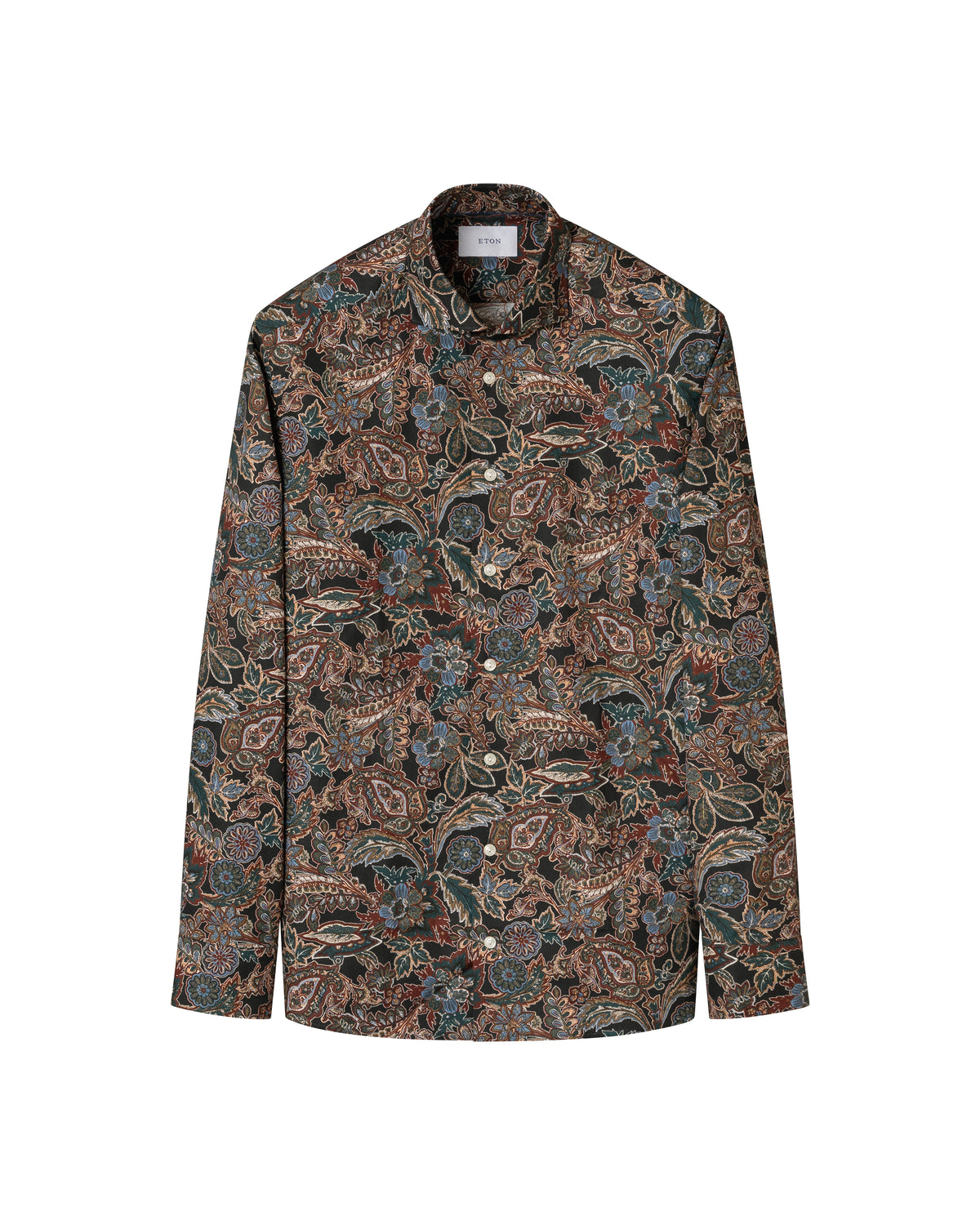 Navy and Burgundy Floral Print Signature Twill Shirt
