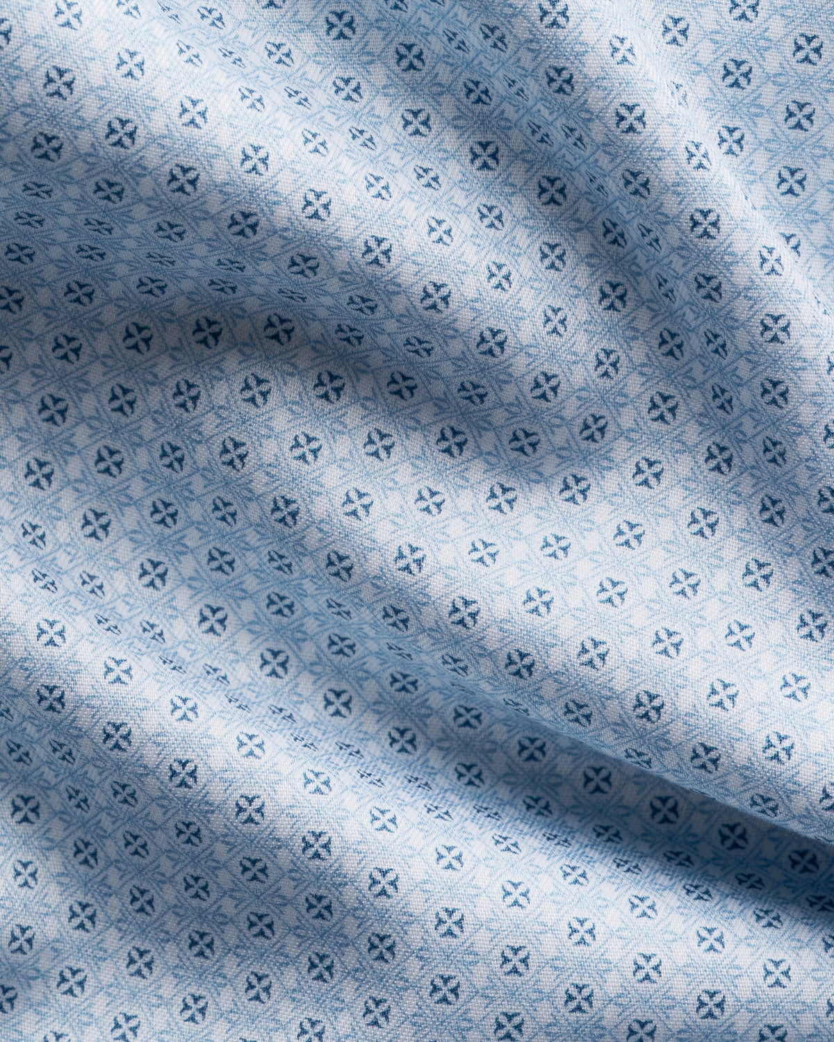 Eton Light Blue Geometric Micro Print Signature Twill Shirt