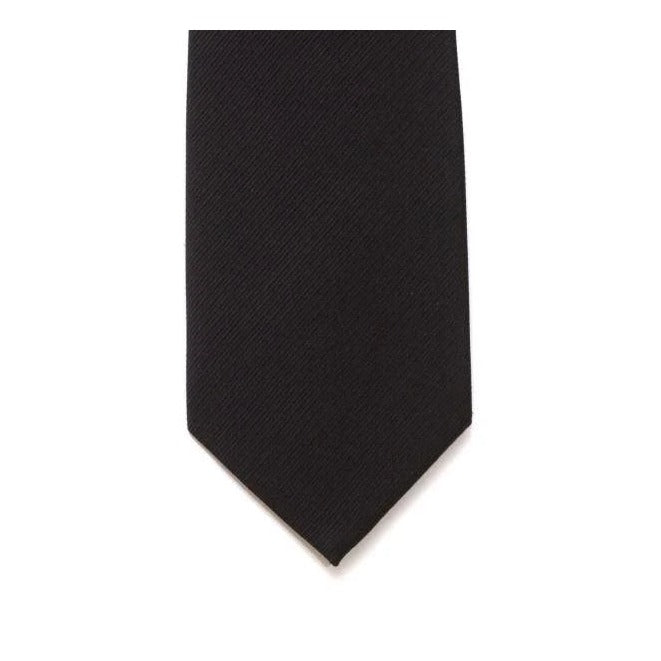 Woven Silk Tie Black - Leonard Silver Neck Ties
