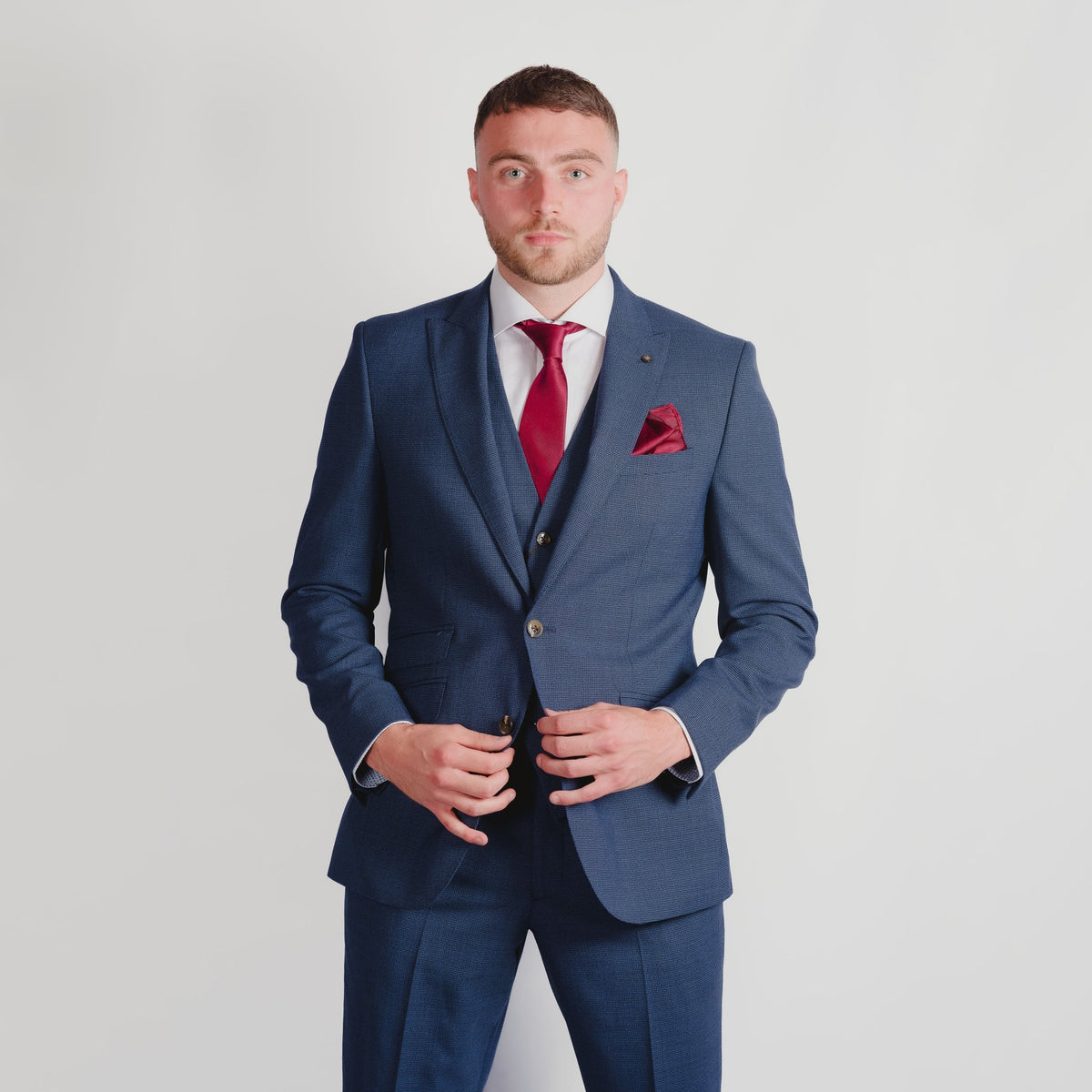 Zignone Blue Puppy Tooth Wool Suit - Torre Suits