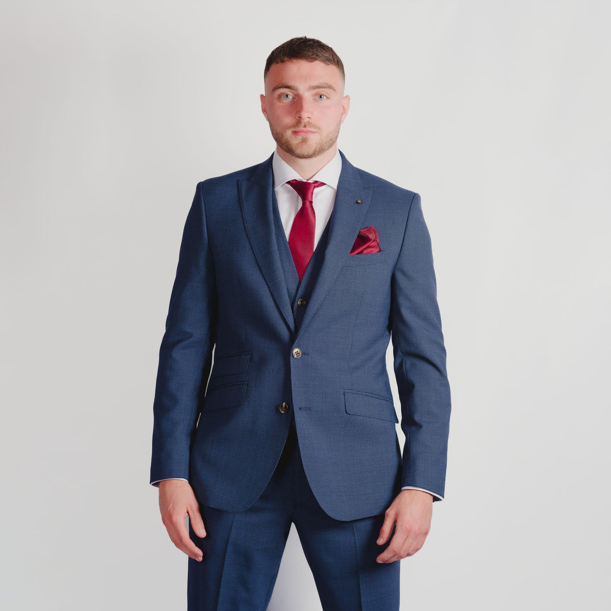 Zignone Blue Puppy Tooth Wool Suit - Torre Suits