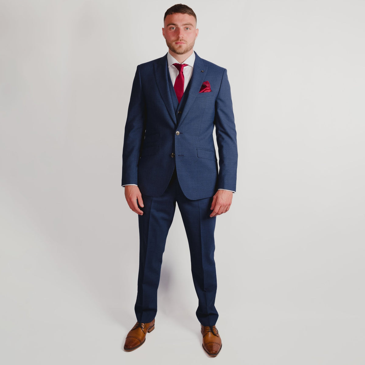 Zignone Blue Puppy Tooth Wool Suit - Torre Suits