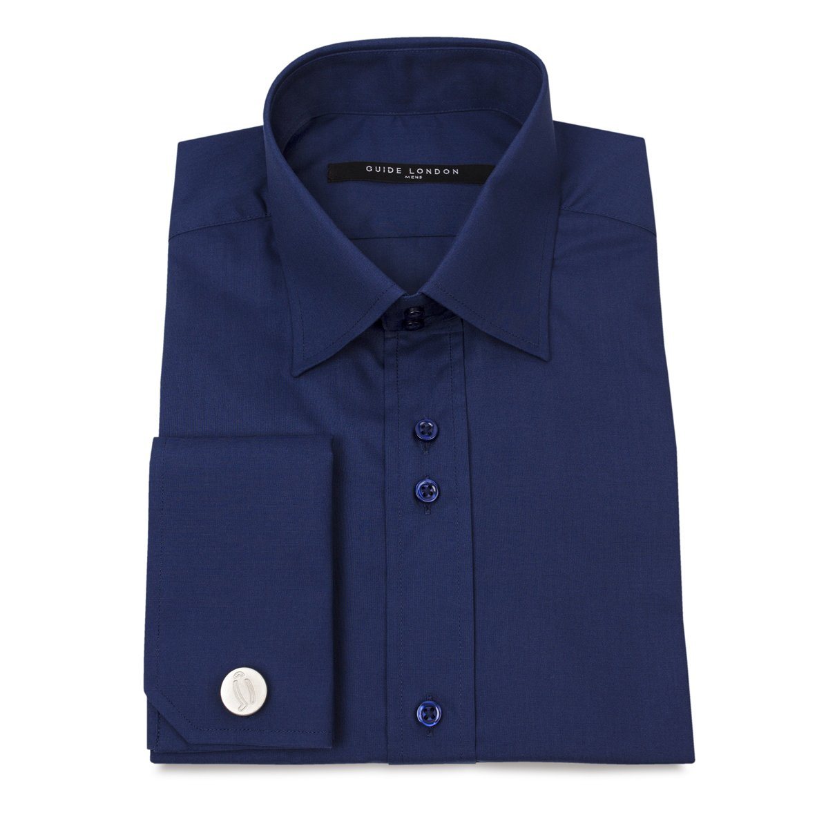 NAVY Classic Double Cuff Shirt - Leonard Silver