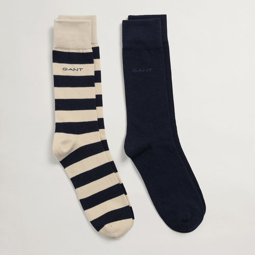2-Pack Stripe/Solid Socks Beige - Gant