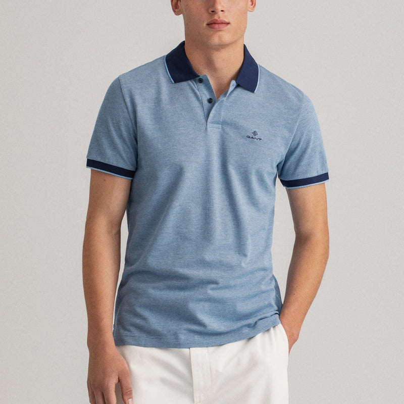 4-Colour Oxford Piqué Polo Shirt Silver Lake Blue - Gant
