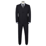 Alfred Brown Navy 2 Piece Wool Suit - The Label