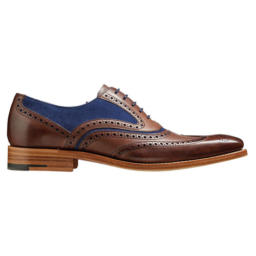 Barker McClean Brogue Brown Calf Navy Suede - Barker