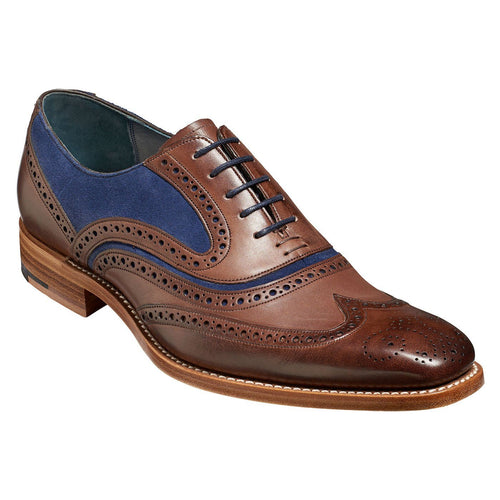 Barker McClean Brogue Brown Calf Navy Suede - Barker