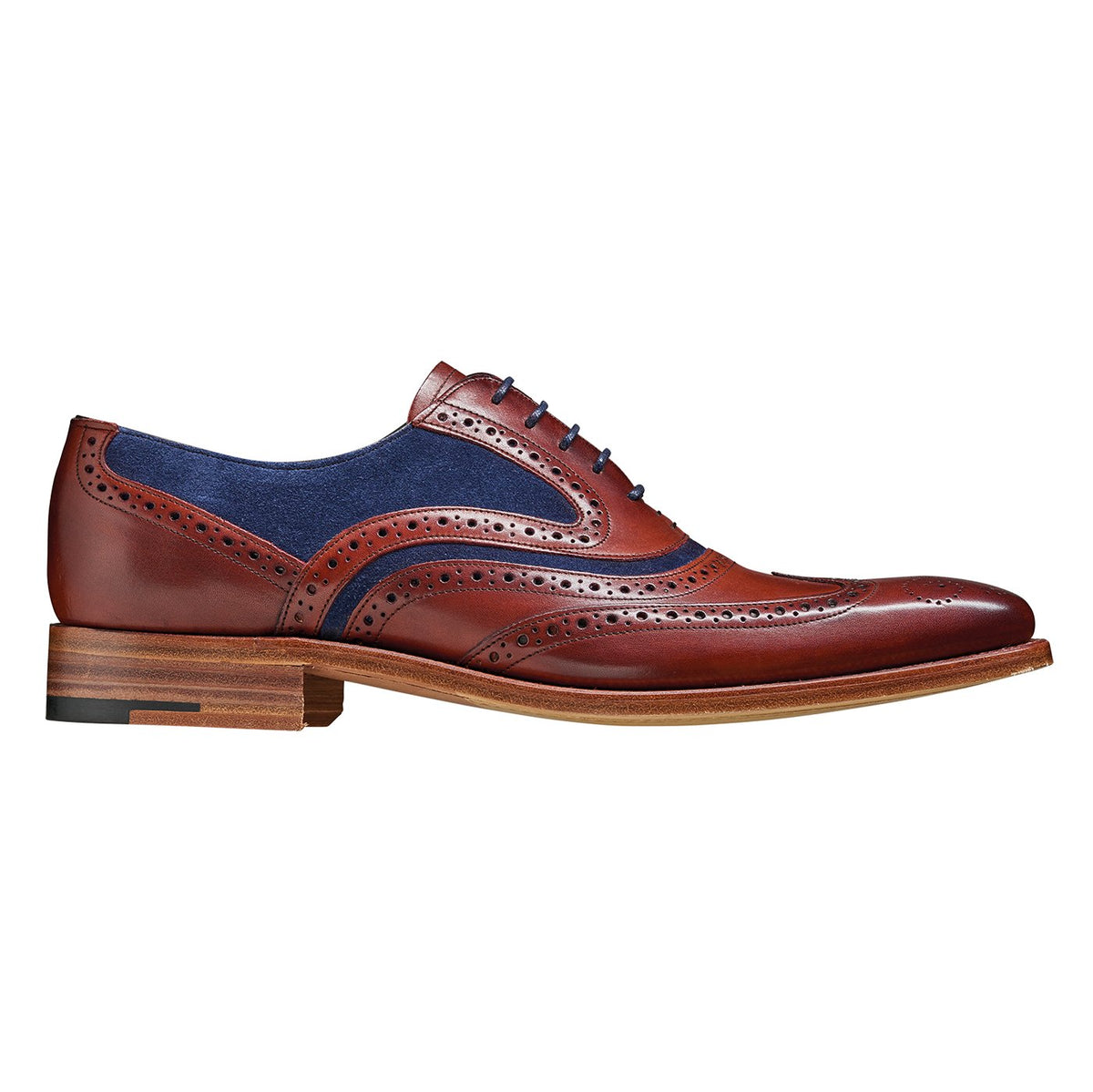 Barker McClean Brogue Rosewood Calf Navy Suede - Barker