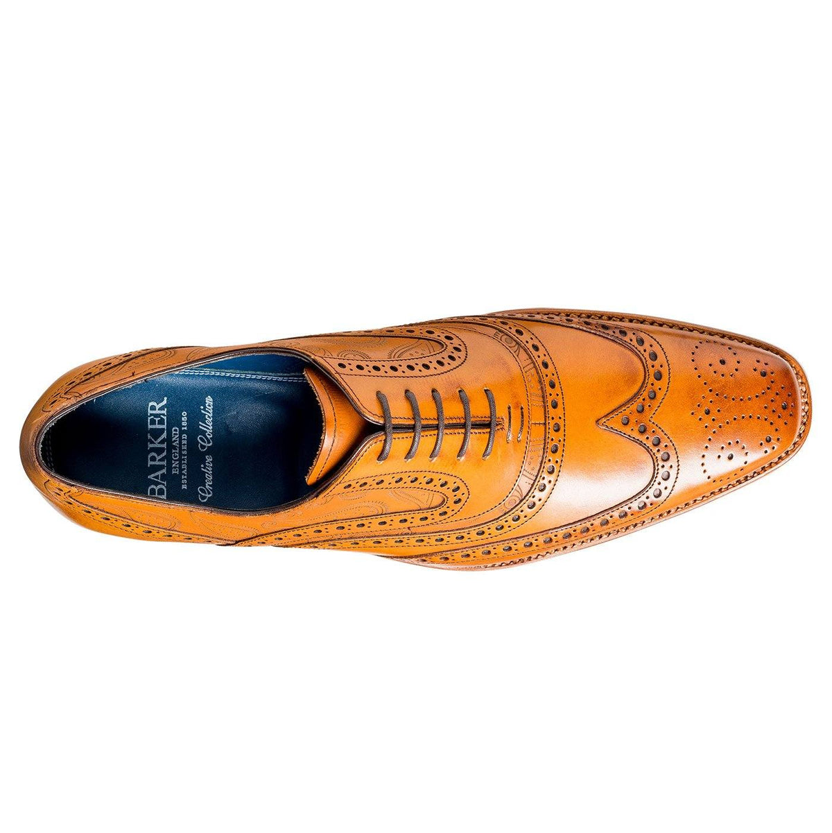 Barker McClean Brogues Tan Paisley Pattern - Barker