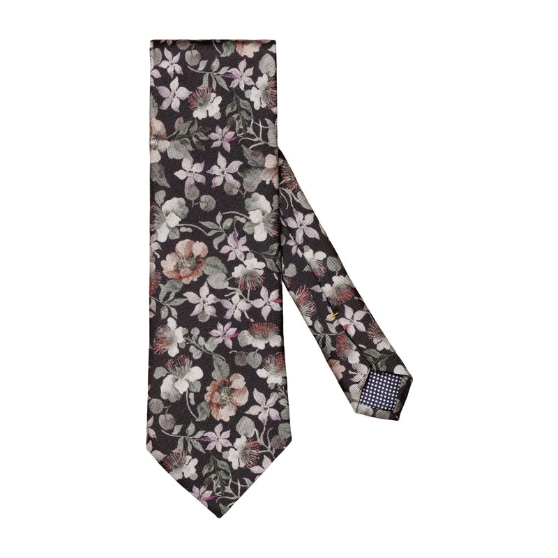 Black Floral Silk Tie - Eton Shirts