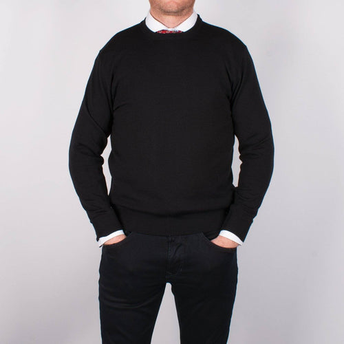 Black Merino Crew-neck - John Victor