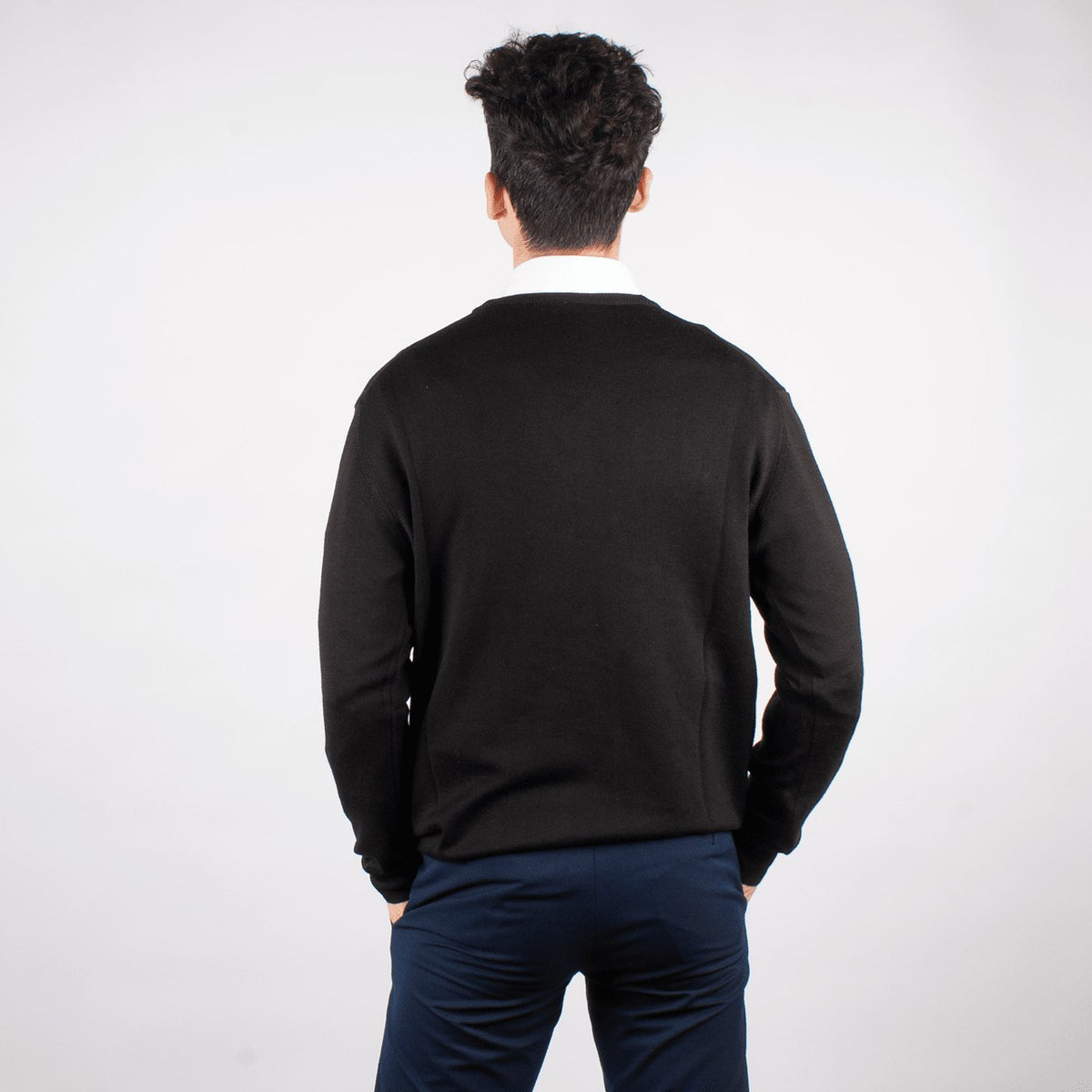 Black Merino V-neck - John Victor
