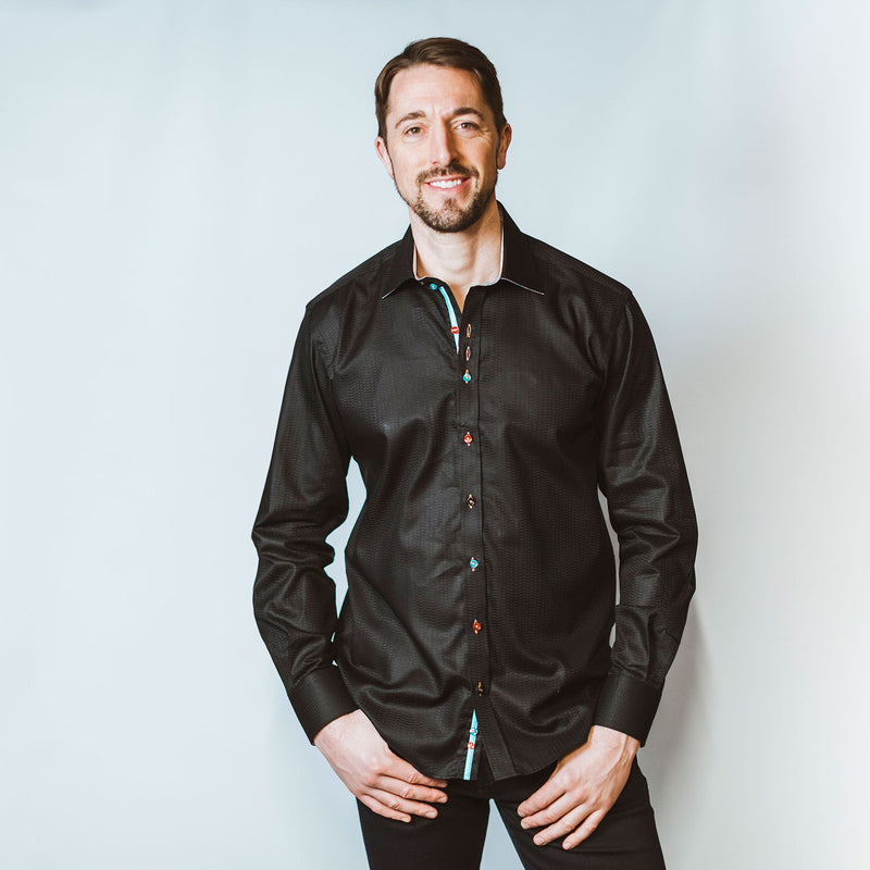 Black Multi Colour Button and Insert Shirt - Claudio Lugli