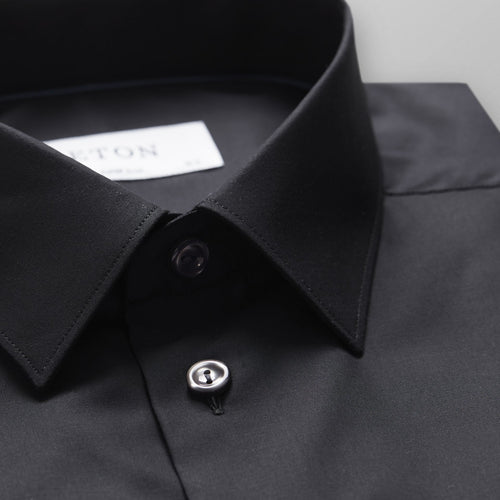 Black Pointed Collar Shirt - Eton Shirts
