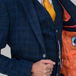 Blue Check Slim Fit 3 Piece Suit - Leonard Silver
