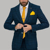 Blue Check Slim Fit 3 Piece Suit - Leonard Silver