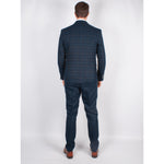 Blue Check Slim Fit 3 Piece Suit - Leonard Silver