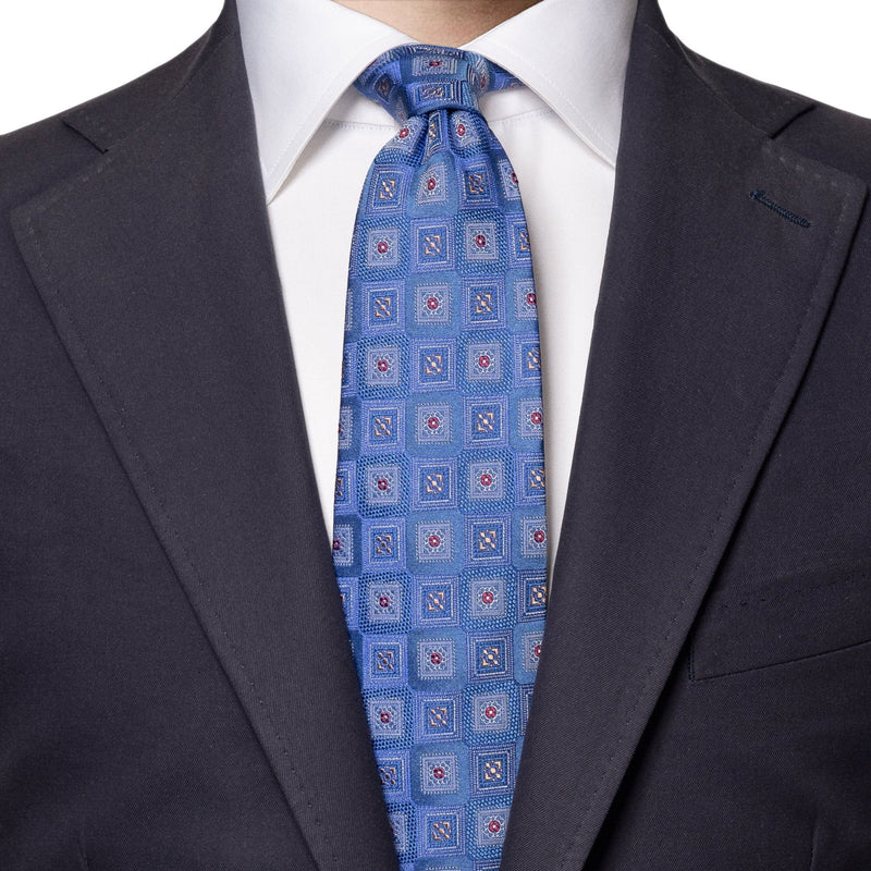 Blue Geo Silk Tie - Eton Shirts
