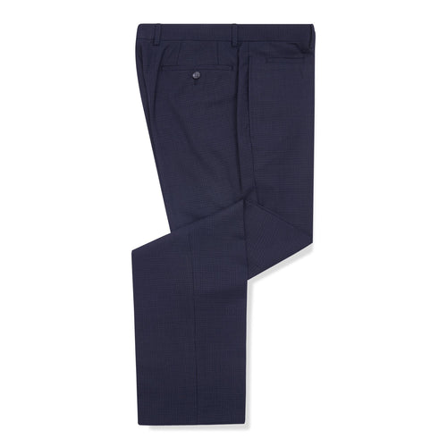 Blue Mini Check Trousers - Remus Uomo