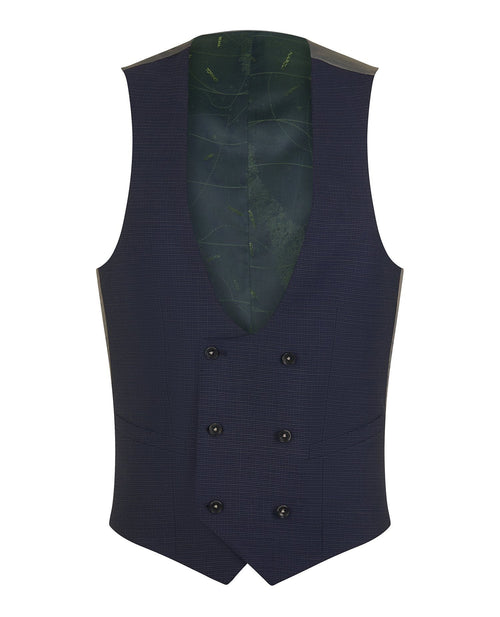 Blue Mini Check Waistcoat - Remus Uomo