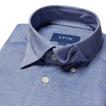 Blue Oxford Pique Jersey Shirt - Eton Shirts