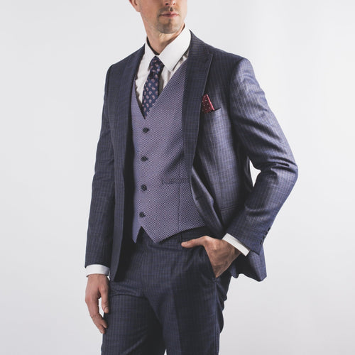 Blue Pinstripe Suit - John Victor