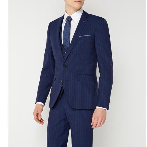 Blue Pinstripe Wool Suit - Remus Uomo