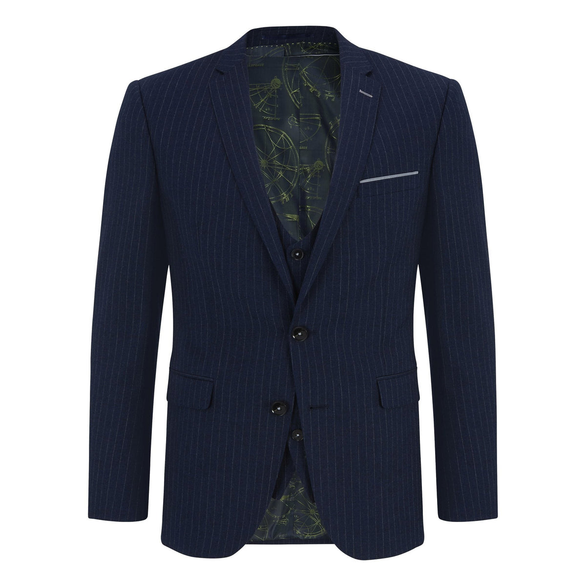 Blue Pinstripe Wool Suit - Remus Uomo