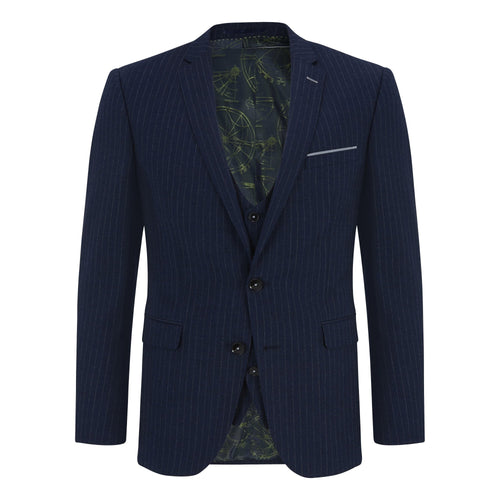 Blue Pinstripe Wool Suit - Remus Uomo