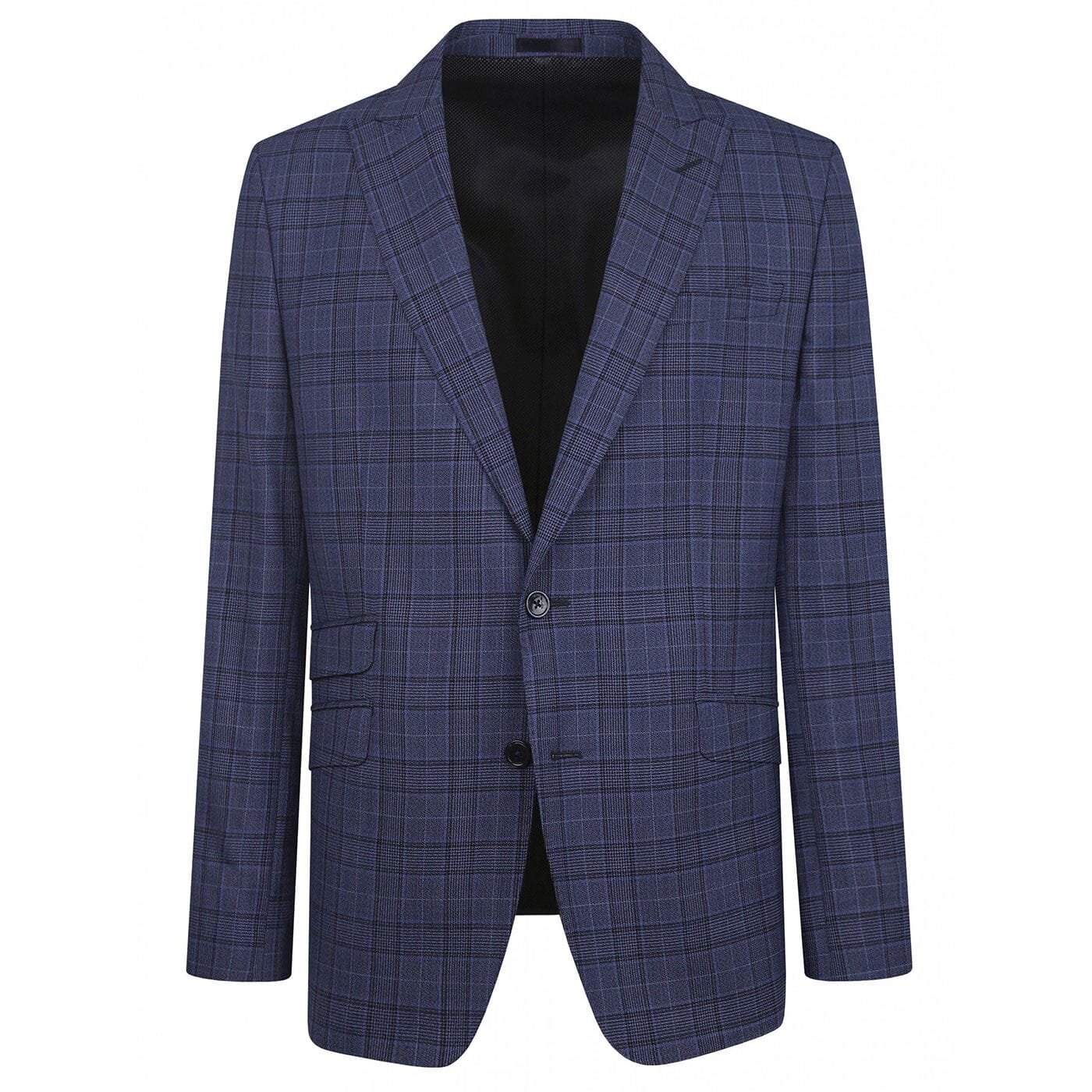 Blue Prince of Wales Check Wool Jacket - Leonard Silver