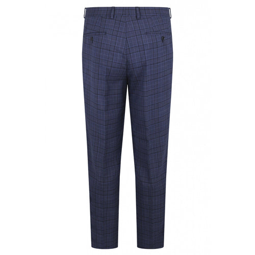 Blue Prince of Wales Check Wool Trouser - Torre