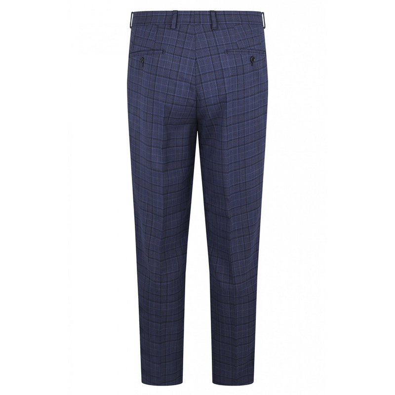 Blue Prince of Wales Check Wool Trouser - Torre