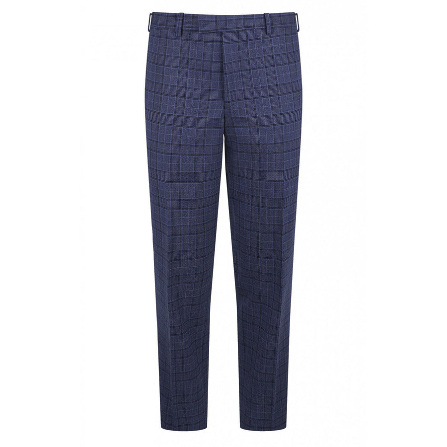 Blue Prince of Wales Check Wool Trouser - Torre