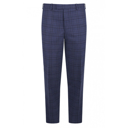 Blue Prince of Wales Check Wool Trouser - Torre