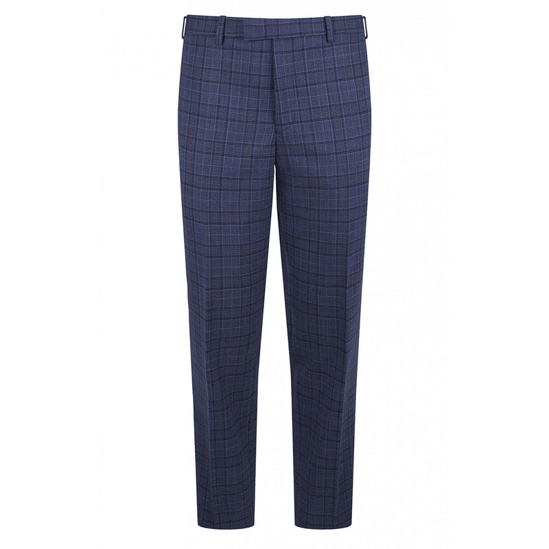 Blue Prince of Wales Check Wool Trouser - Torre