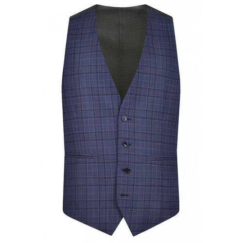 Blue Prince of Wales Check Wool Waistcoat - Torre
