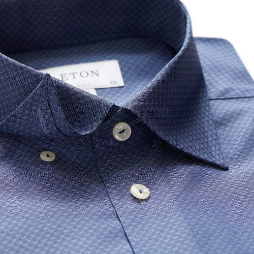 Blue Self Pattern Shirt - Eton Shirts