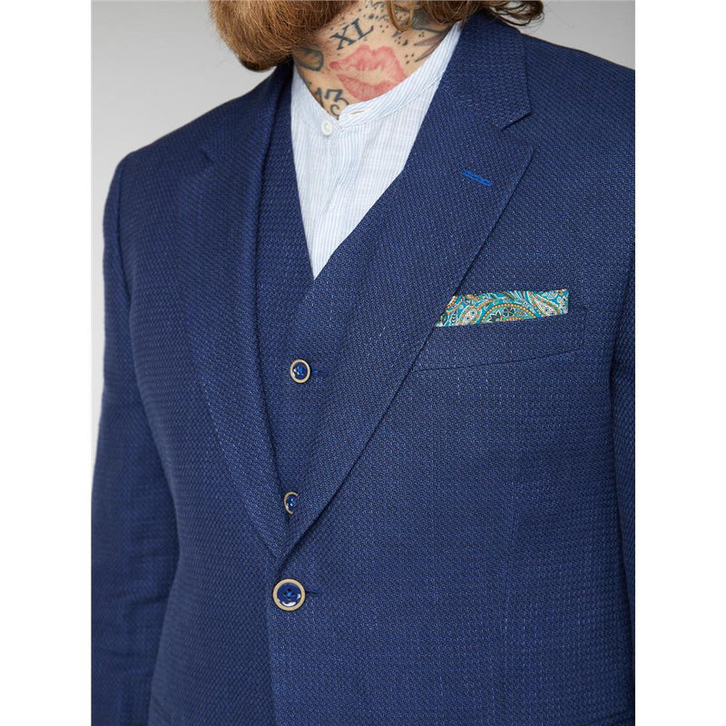Blue Textured Linen jacket - Gibson London