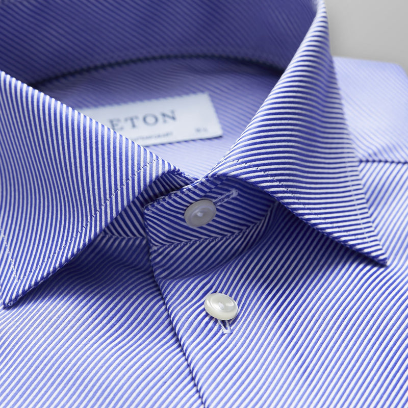 Blue Textured Twill Shirt - Eton Shirts