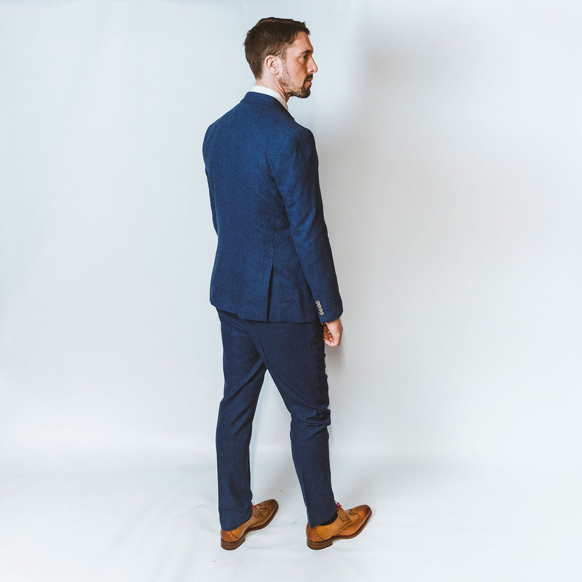 Blue Tweed Wedding Suit - Leonard Silver